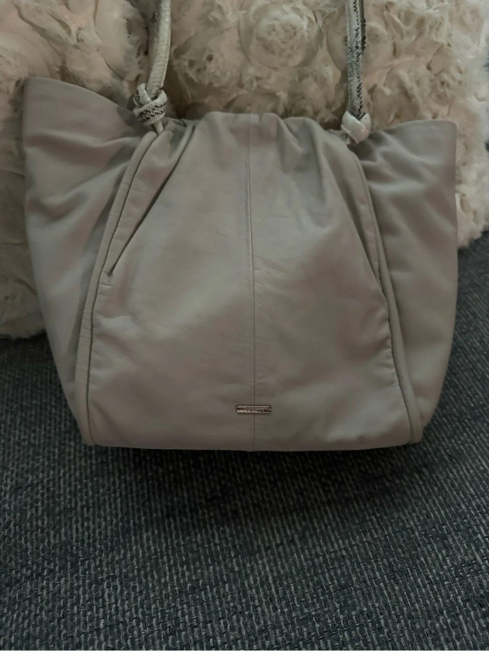 Vince Camuto Light Taupe Hobo Tote with Snake Rope Handles